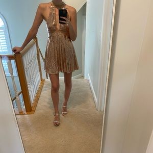 Free People Rose Gold Velvet Sequin Mini Dress